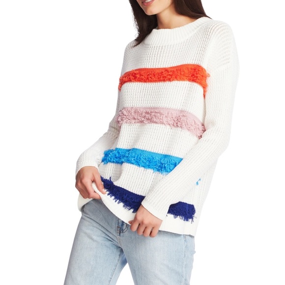1. STATE - Loop Stitch Multi Color Stripe Sweater - Picture 1 of 11